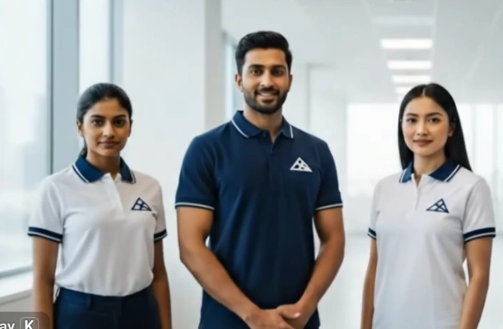 Sales team wearing customized corporate uniforms